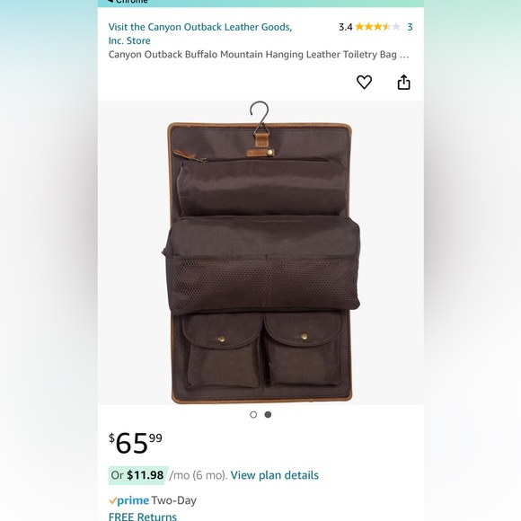 Leather hanging toiletry kit - Picture 2 of 8